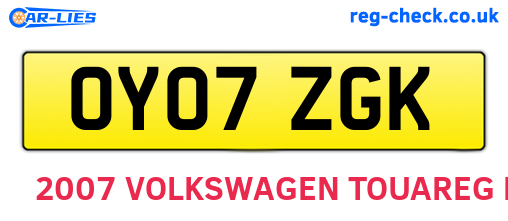 OY07ZGK are the vehicle registration plates.
