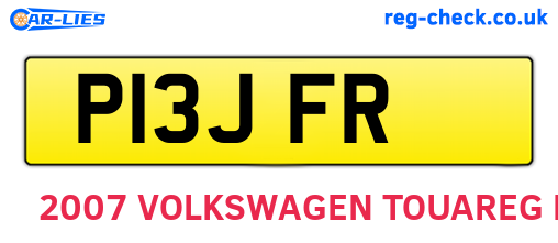 P13JFR are the vehicle registration plates.