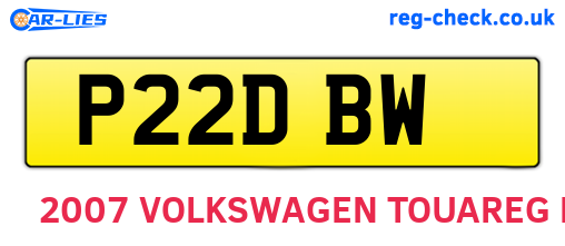 P22DBW are the vehicle registration plates.