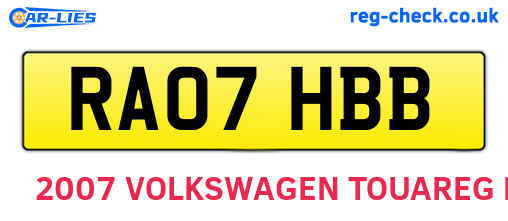 RA07HBB are the vehicle registration plates.
