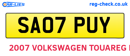 SA07PUY are the vehicle registration plates.