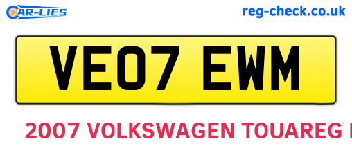 VE07EWM are the vehicle registration plates.