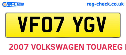 VF07YGV are the vehicle registration plates.