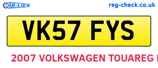 VK57FYS are the vehicle registration plates.