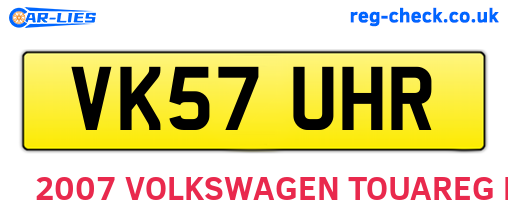 VK57UHR are the vehicle registration plates.