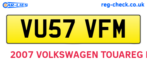 VU57VFM are the vehicle registration plates.