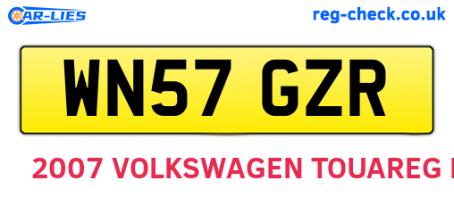 WN57GZR are the vehicle registration plates.