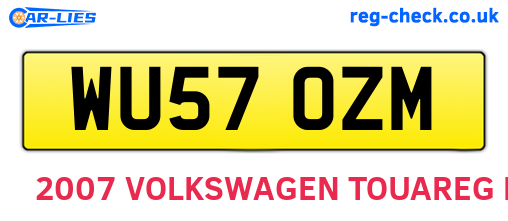 WU57OZM are the vehicle registration plates.