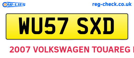 WU57SXD are the vehicle registration plates.
