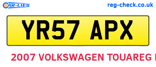 YR57APX are the vehicle registration plates.