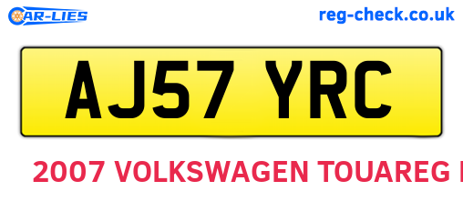 AJ57YRC are the vehicle registration plates.