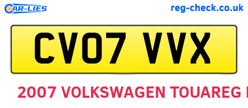 CV07VVX are the vehicle registration plates.