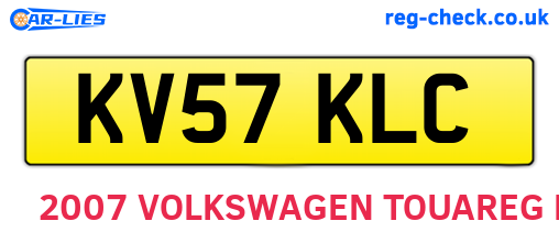 KV57KLC are the vehicle registration plates.