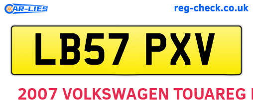 LB57PXV are the vehicle registration plates.