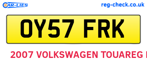 OY57FRK are the vehicle registration plates.