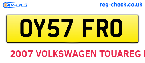 OY57FRO are the vehicle registration plates.