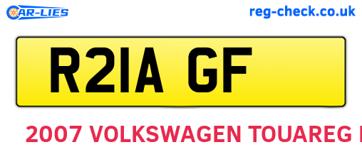 R21AGF are the vehicle registration plates.
