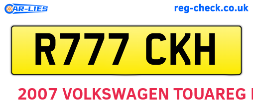 R777CKH are the vehicle registration plates.