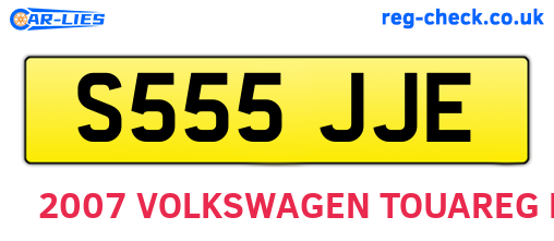S555JJE are the vehicle registration plates.