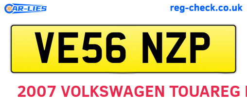 VE56NZP are the vehicle registration plates.