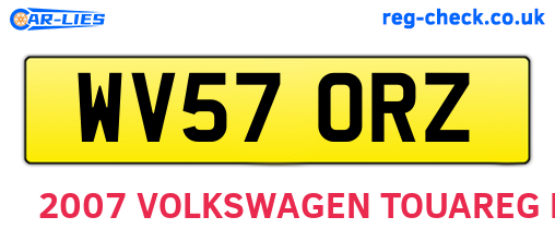 WV57ORZ are the vehicle registration plates.