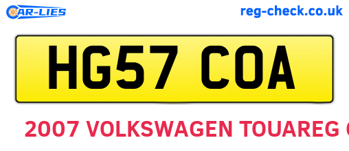HG57COA are the vehicle registration plates.