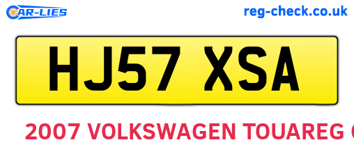 HJ57XSA are the vehicle registration plates.