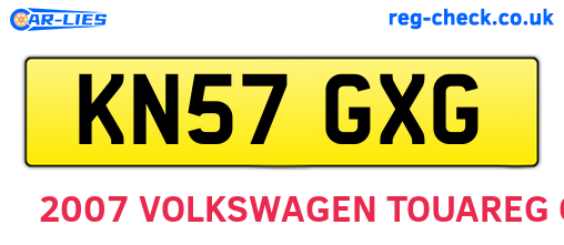 KN57GXG are the vehicle registration plates.