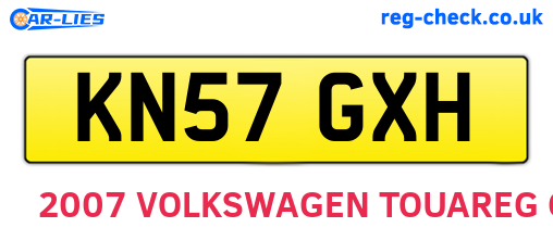 KN57GXH are the vehicle registration plates.
