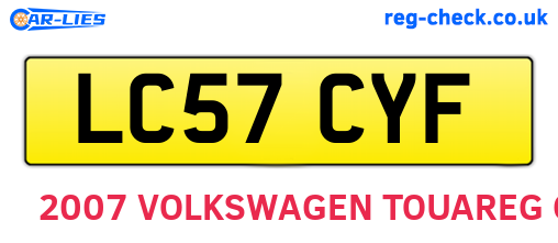 LC57CYF are the vehicle registration plates.