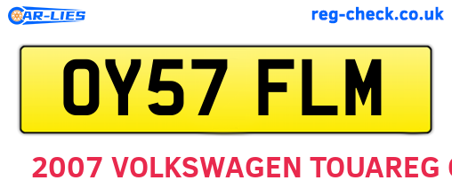 OY57FLM are the vehicle registration plates.