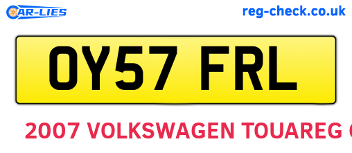 OY57FRL are the vehicle registration plates.