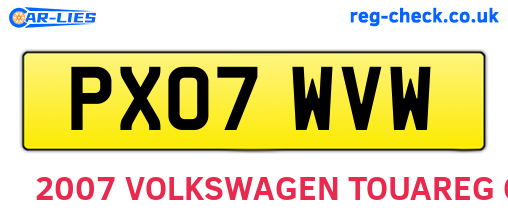 PX07WVW are the vehicle registration plates.