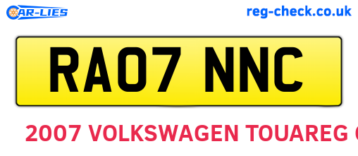 RA07NNC are the vehicle registration plates.