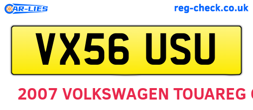 VX56USU are the vehicle registration plates.