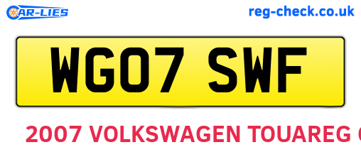 WG07SWF are the vehicle registration plates.