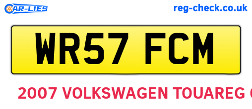 WR57FCM are the vehicle registration plates.