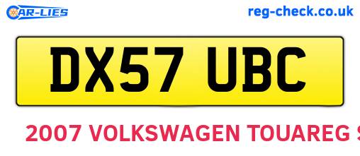 DX57UBC are the vehicle registration plates.