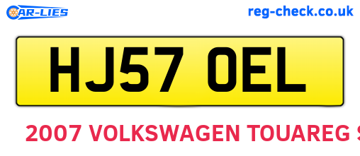 HJ57OEL are the vehicle registration plates.