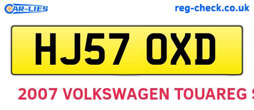 HJ57OXD are the vehicle registration plates.