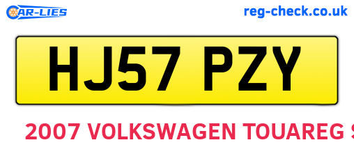 HJ57PZY are the vehicle registration plates.