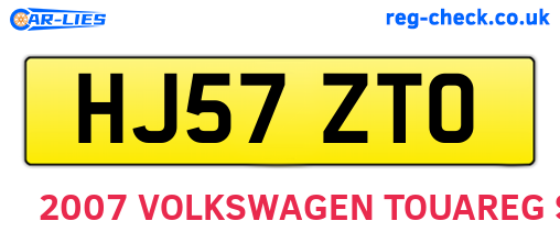 HJ57ZTO are the vehicle registration plates.