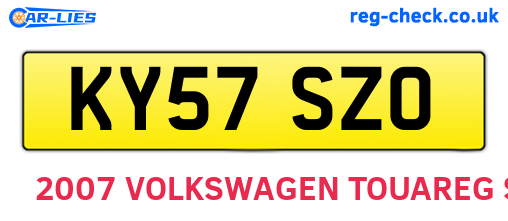 KY57SZO are the vehicle registration plates.