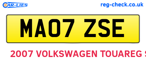MA07ZSE are the vehicle registration plates.