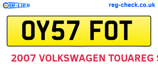 OY57FOT are the vehicle registration plates.