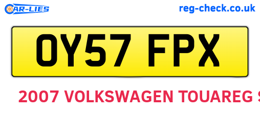 OY57FPX are the vehicle registration plates.