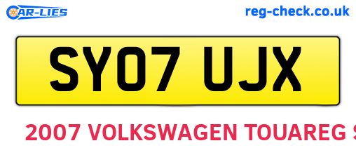 SY07UJX are the vehicle registration plates.