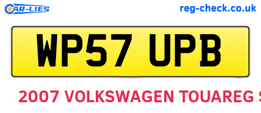 WP57UPB are the vehicle registration plates.
