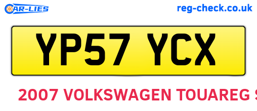 YP57YCX are the vehicle registration plates.