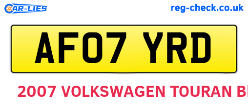 AF07YRD are the vehicle registration plates.